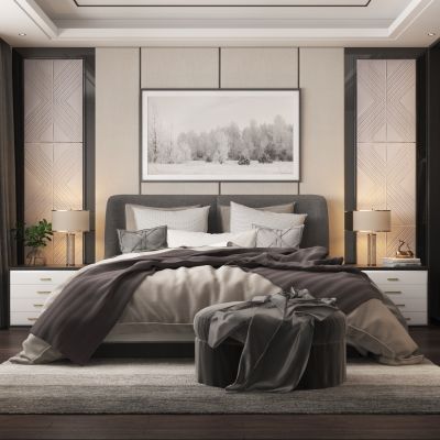 现代卧室 双人床
