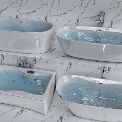 现代浴缸，龙头