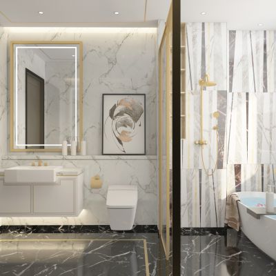 现代卫生间 浴室 主卫 卫浴用品 洗手盆 浴缸