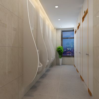 现代机场卫生间 小便池 门