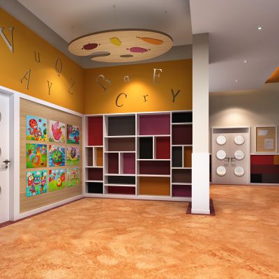 现代幼儿园走道