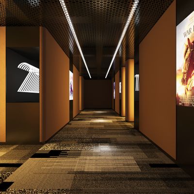 现代电影院过道 放映厅 座椅