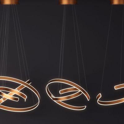 现代轻奢金属环形吊灯组合