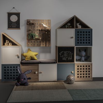 现代儿童书架玩具组合