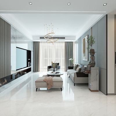 现代轻奢客厅，沙发背景墙，沙发茶几组合，岩板柜电视背景墙，进门玄关鞋柜