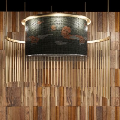 工业风火锅店 吊灯 木质吊灯