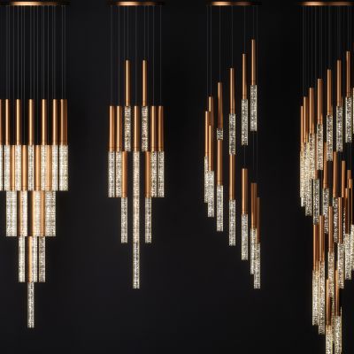 现代别墅超大金属气泡水晶吊灯