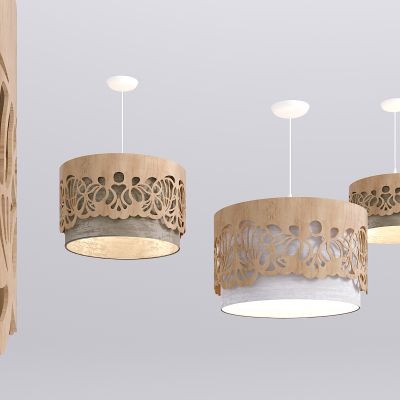 现代实木布艺吊灯