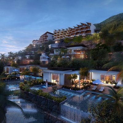 现代酒店别墅水景庭院