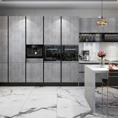 现代西厨房吧台 电器立柜