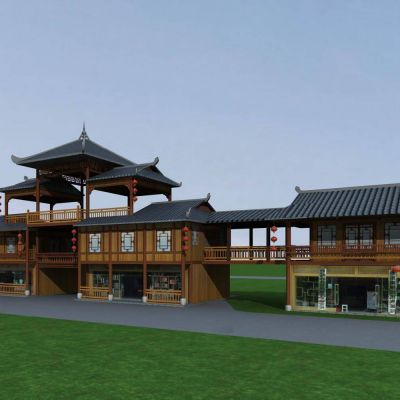 中式商业楼建筑 中式商业街