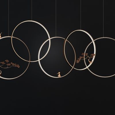 新中式枯松金属吊灯组合