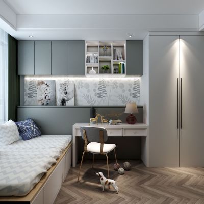 现代简约书房 榻榻米 多功能房