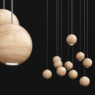 北欧实木小吊灯