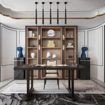新中式书柜书房