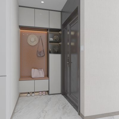 现代进门玄关，鞋柜，入户通顶门，到顶防盗门，子母防盗门，开关