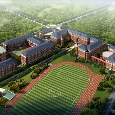 简欧欧式学校 枫叶学校中学 小学 教学楼 图书馆