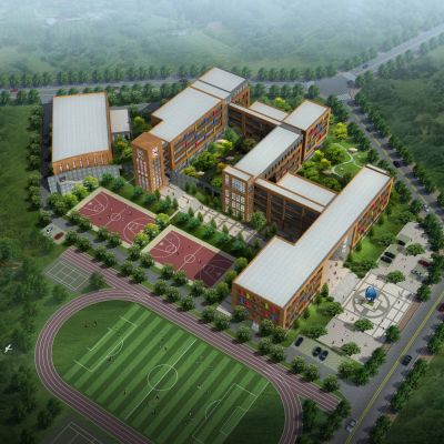 现代学校 现代中学教学楼 现代中小学