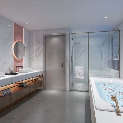 现代卫生间 洗手台盆 浴缸