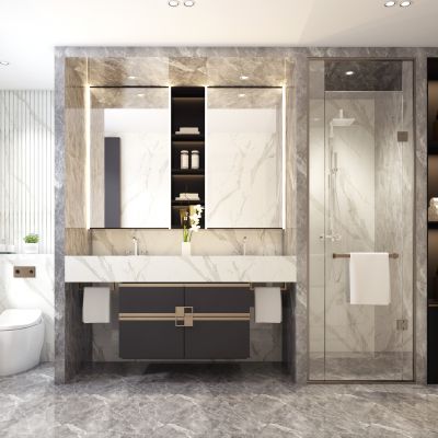 现代卫生间 马桶 洗手台 浴室