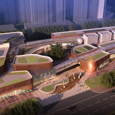 现代商业综合体 建筑外观鸟瞰