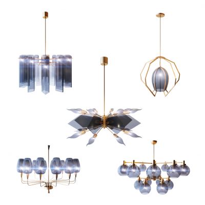 现代轻奢金属玻璃吊灯