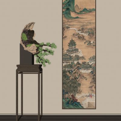 新中式装饰画|水墨风景画|艺术挂画|盆景