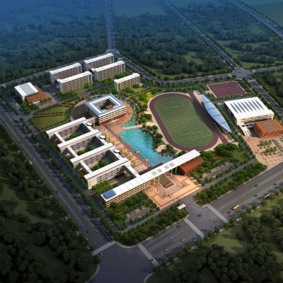 现代学校 现代中学小学 体育馆 教学楼