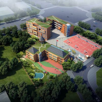 现代欧式学校小学 幼儿园 建筑外观