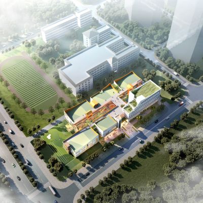 现代风格幼儿园鸟瞰图