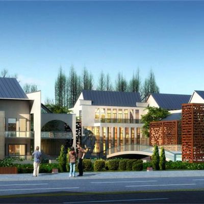 中式商业街 文化中心中式会所 建筑外观