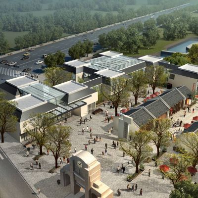 中式商业街 步行街旅游小镇 建筑外观