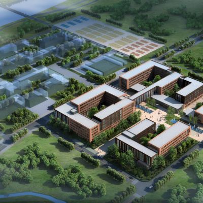 现代学校 中学小学 教学楼  建筑外观3D模型