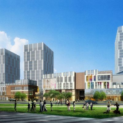 现代城市商业综合体 高层酒店办公楼 商业街