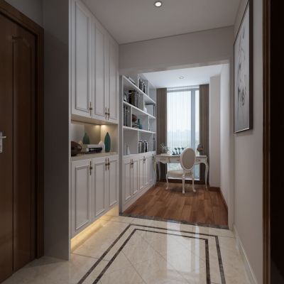 欧式入户书房 书桌椅 书柜 鞋柜