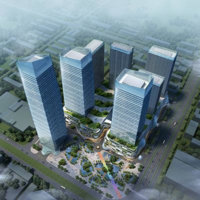 现代城市商业综合体 购物中心 商场 超高层酒店办公楼 建筑外观