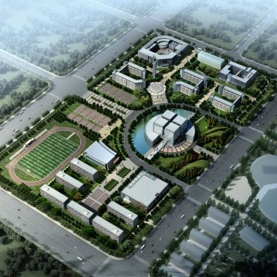 现代学校 中学小学 教学楼 图书馆 报告厅 建筑外观