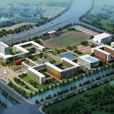 现代学校 中学小学 教学楼 图书馆 建筑外观