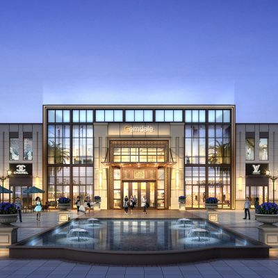 现代售楼部广场 商业街 建筑外观