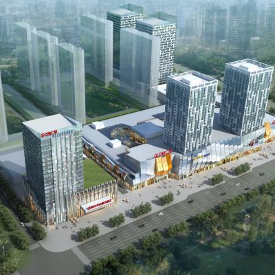 现代万达广场现代商业综合体高层酒店办公楼 购物中心 建筑外观