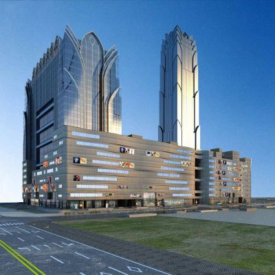 现代万象广场商业综合体现代高层酒店办公楼 商业街 购物中心 建筑外观