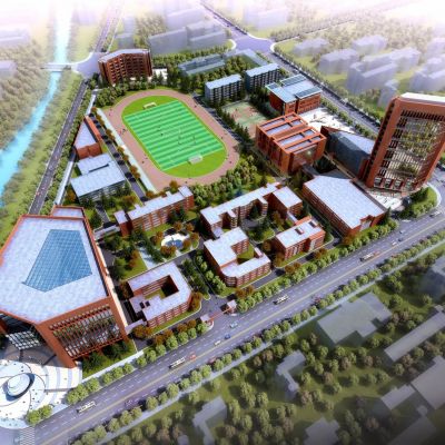 现代学校中小学 图书馆 建筑外观