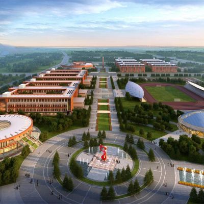 现代学校教学楼 图书馆 中学 中小学建筑