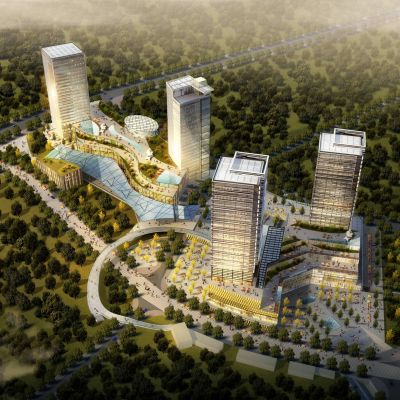 现代商业综合体 高层酒店办公楼建筑外观