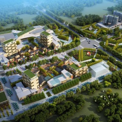 现代广州职院现代学校 大学城规划 学校图书馆 教学楼 现代大学规划