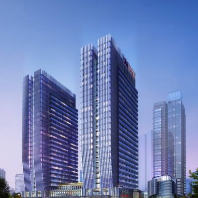 现代城市商业综合体 商业街 商业裙房 高层酒店办公楼 商场 建筑外观