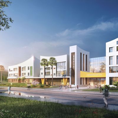 现代风格幼儿园透视图