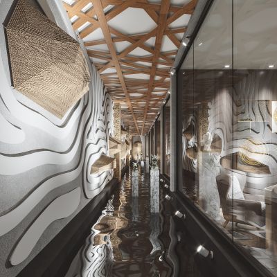 现代棋牌室过道