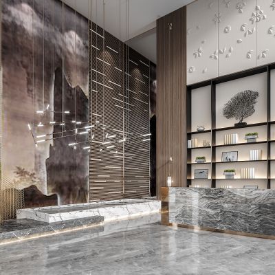 现代办公楼大堂前台接待台