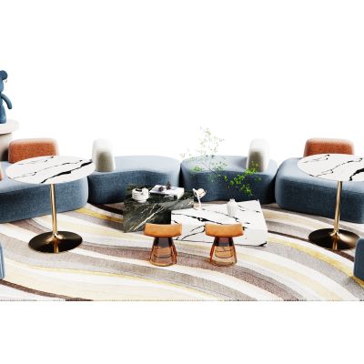 现代卡座沙发组合